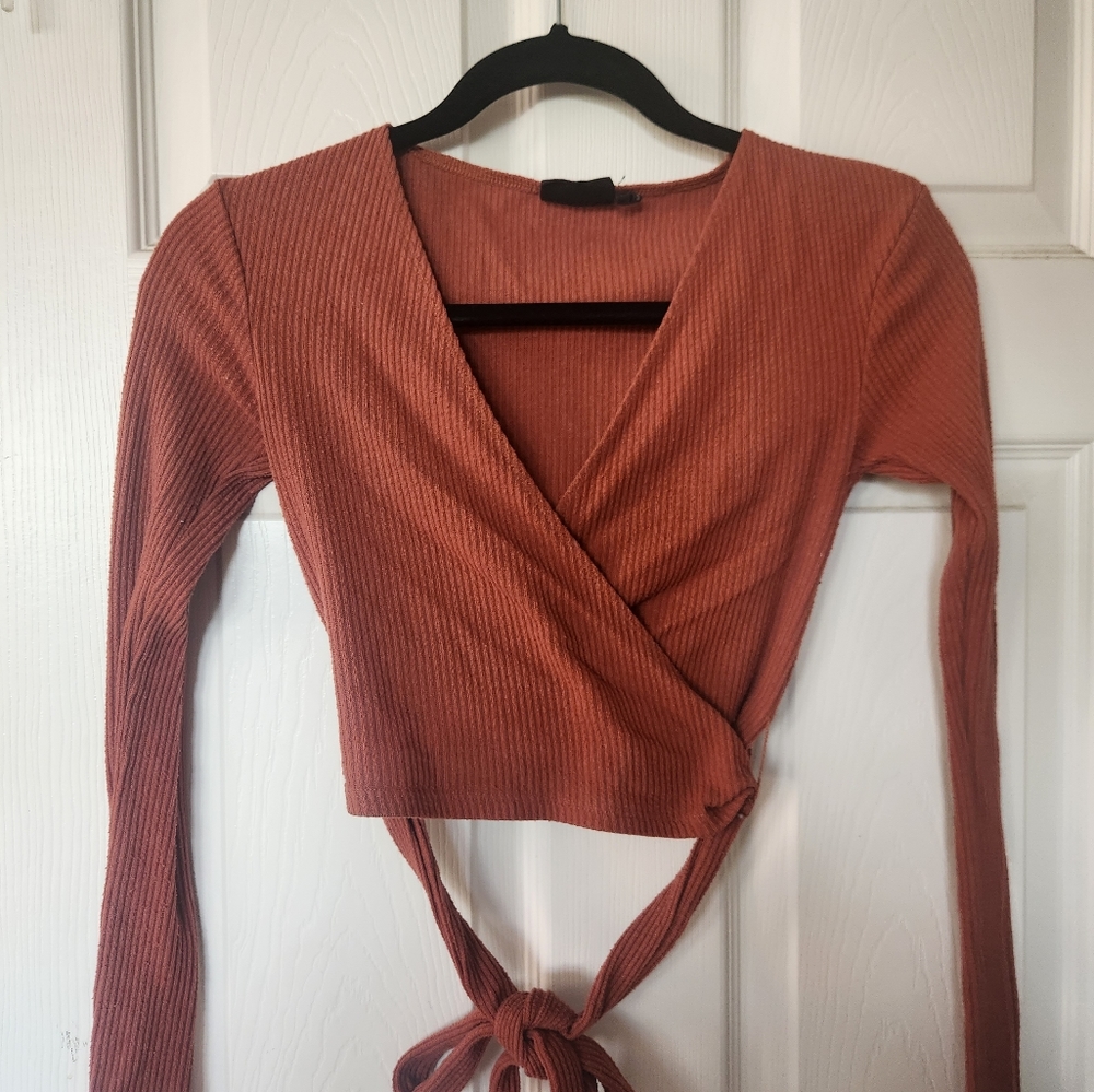 out from under burgundy wrap top